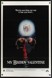 9x531 MY BLOODY VALENTINE 1sh '81 bloody gas mask, there's more than one way to lose your heart!