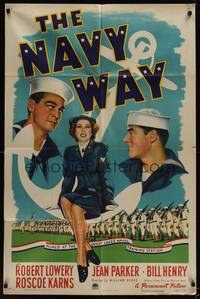 9x537 NAVY WAY style A 1sh '44 Robert Lowery, Roscoe Karns, Jean Parker, WWII!