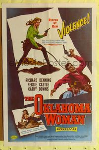 9x572 OKLAHOMA WOMAN 1sh '56 AIP western bad girl, no man could tame her, no man could forget her!