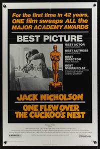 9x582 ONE FLEW OVER THE CUCKOO'S NEST awards 1sh '75 Jack Nicholson, Milos Forman classic!