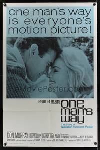 9x585 ONE MAN'S WAY style B 1sh '64 Don Murray stars in bio of positive thinker Norman Vincent Peale