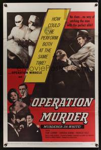 9x587 OPERATION MURDER 1sh '57 Dr. Tom Conway is accused of operating & killing at the same time!