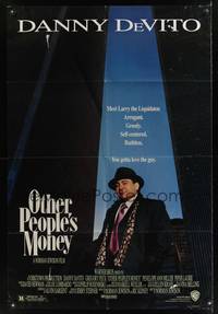 9x590 OTHER PEOPLE'S MONEY DS 1sh '91 cool image of Danny DeVito!