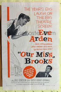 9x591 OUR MISS BROOKS 1sh '56 school teacher Eve Arden is making passes after classes!