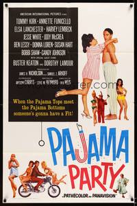 9x600 PAJAMA PARTY 1sh '64 Annette Funicello in sexy lingerie, Tommy Kirk, Buster Keaton shown!