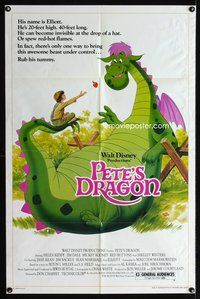 9x613 PETE'S DRAGON 1sh R84 Walt Disney, Helen Reddy, colorful art of Pete w/dragon by Wenzel!