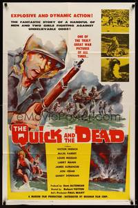 9x636 QUICK & THE DEAD 1sh '63 truly great war artwork of soldiers on beachfront!