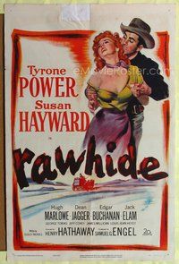 9x643 RAWHIDE 1sh '51 Tyrone Power & pretty Susan Hayward in western action!