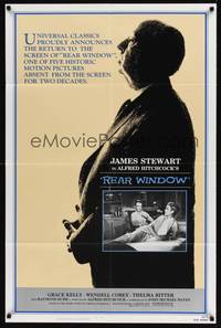9x644 REAR WINDOW 1sh R83 full-length image of Alfred Hitchcock + James Stewart & Grace Kelly!