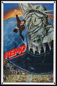 9x647 REMO WILLIAMS THE ADVENTURE BEGINS 1sh '85 Fred Ward clings to the Statue of Liberty!
