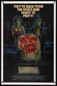 9x650 RETURN OF THE LIVING DEAD 1sh '85 art of punk rock zombies by tombstone ready to party!