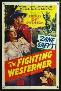 9x661 ROCKY MOUNTAIN MYSTERY 1sh R50 The Fighting Westerner, Randolph Scott & Ann Sheridan!