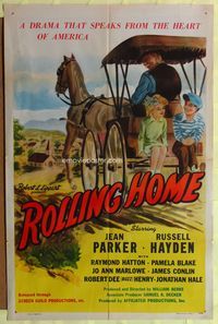 9x662 ROLLING HOME 1sh '47 Jean Parker, Russell Hayden, from the heart of America!