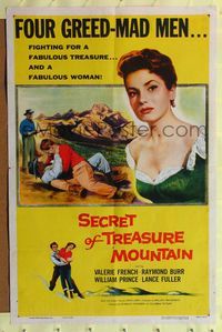 9x679 SECRET OF TREASURE MOUNTAIN 1sh '56 close-up of pretty Valerie French, Raymond Burr!