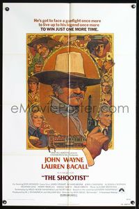 9x701 SHOOTIST 1sh '76 best Richard Amsel artwork of cowboy John Wayne!