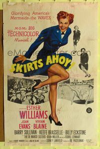 9x711 SKIRTS AHOY 1sh '52 great full-length image of sexy sailor Esther Williams in uniform!