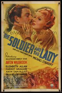 9x720 SOLDIER & THE LADY 1sh '37 romantic artwork of Anton Walbrook & Elizabeth Allan!