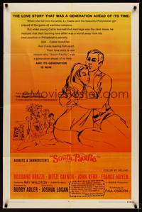 9x724 SOUTH PACIFIC 1sh R69 Rossano Brazzi, Mitzi Gaynor, Rodgers & Hammerstein musical!