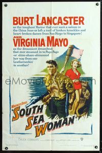 9x725 SOUTH SEA WOMAN 1sh '53 leatherneckin' Burt Lancaster & sexy Virginia Mayo!