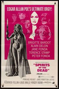 9x727 SPIRITS OF THE DEAD 1sh '69 Federico Fellini, Reynold Brown artwork of sexy Jane Fonda!