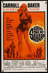 9x743 STATION SIX-SAHARA 1sh '62 super sexy Carroll Baker is alone with five men in the desert!