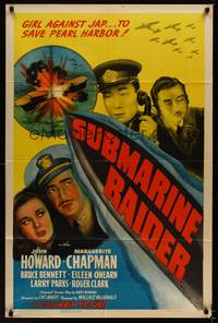 9x753 SUBMARINE RAIDER 1sh '42 Yanks heroically saving Pearl Harbor from the Japanese!