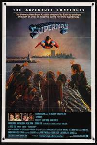 9x758 SUPERMAN II 1sh '81 Christopher Reeve, Terence Stamp, battle over New York City!