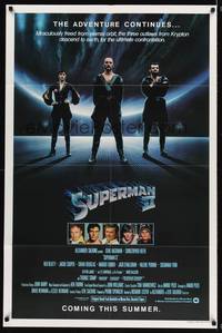 9x759 SUPERMAN II teaser 1sh '81 Christopher Reeve, Terence Stamp, cool image of bad guys!