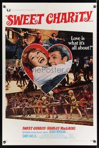 9x763 SWEET CHARITY 1sh '69 Bob Fosse musical starring Shirley MacLaine, it's all about love!