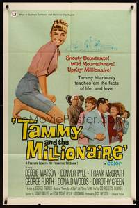9x769 TAMMY & THE MILLIONAIRE 1sh '67 sexy Debbie Watson learns facts of love, from the TV show!