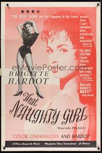 9x789 THAT NAUGHTY GIRL 1sh '58 full-length and super close image of sexy Brigitte Bardot!