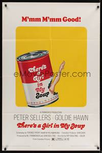 9x797 THERE'S A GIRL IN MY SOUP 1sh '71 Peter Sellers, Goldie Hawn, great Campbells soup can art!