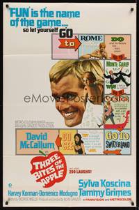 9x811 THREE BITES OF THE APPLE 1sh '67 David McCallum, great board game poster design!