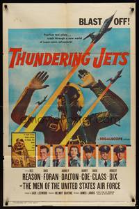 9x818 THUNDERING JETS 1sh '58 United States Air Force, cool image of pilot & fighter planes!