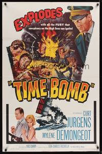 9x822 TIME BOMB 1sh '61 Curt Jurgens & sexy Mylene Demongeot in a conspiracy on the High Seas!
