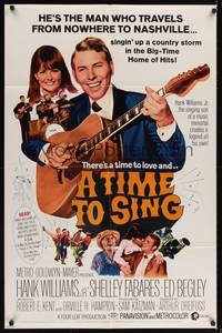 9x824 TIME TO SING 1sh '68 Hank Williams Jr. playing guitar, Shelley Fabares, country music!