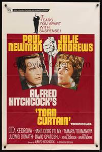 9x841 TORN CURTAIN 1sh '66 Paul Newman, Julie Andrews, Alfred Hitchcock tears you apart w/suspense!
