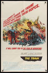 9x850 TRAIN style B 1sh '65 art of Burt Lancaster & Paul Scofield in WWII,directed by Frankenheimer!