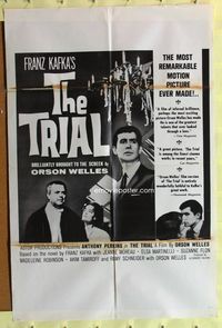9x854 TRIAL 1sh '62 Orson Welles' Le proces, Anthony Perkins, from Kafka novel!
