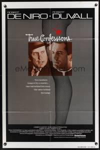 9x860 TRUE CONFESSIONS 1sh '81 priest Robert De Niro, detective Robert Duvall & sexy leg!
