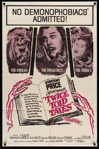 9x865 TWICE TOLD TALES 1sh '63 Vincent Price, Nathaniel Hawthorne, a trio of unholy horror!