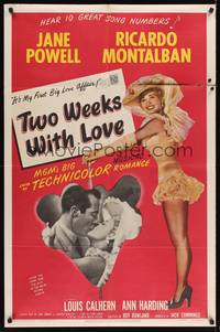 9x875 TWO WEEKS WITH LOVE 1sh '50 full-length image of sexy Jane Powell, Ricardo Montalban