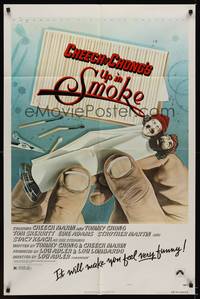 9x885 UP IN SMOKE style B 1sh '78 Cheech & Chong marijuana drug classic, great Scakisbrick artwork!