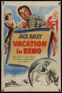 9x889 VACATION IN RENO style A 1sh '46 wacky art of Jack Haley, Anne Jeffreys!