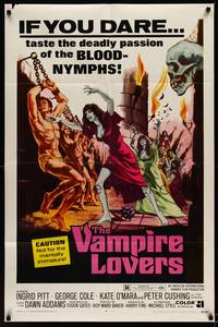9x892 VAMPIRE LOVERS 1sh '70 Hammer, taste the deadly passion of the blood-nymphs if you dare!