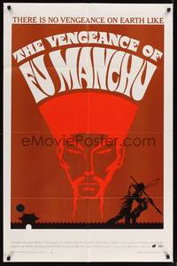 9x895 VENGEANCE OF FU MANCHU 1sh '68 cool art of Asian villain Christopher Lee!