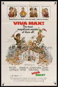 9x903 VIVA MAX 1sh '70 Peter Ustinov, Jonathan Winters, great Jack Davis art!