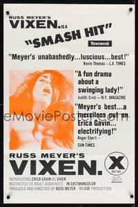 9x904 VIXEN reviews 1sh '68 classic Russ Meyer, sexy naked Erica Gavin!