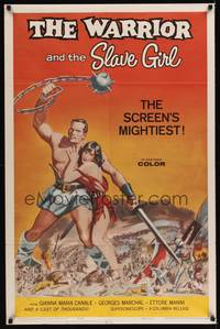 9x918 WARRIOR & THE SLAVE GIRL 1sh '59 awesome artwork of gladiator & girl, mightiest Italian epic