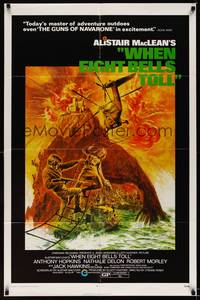 9x932 WHEN EIGHT BELLS TOLL 1sh '71 from Alistair MacLean's novel, cool fiery action art!